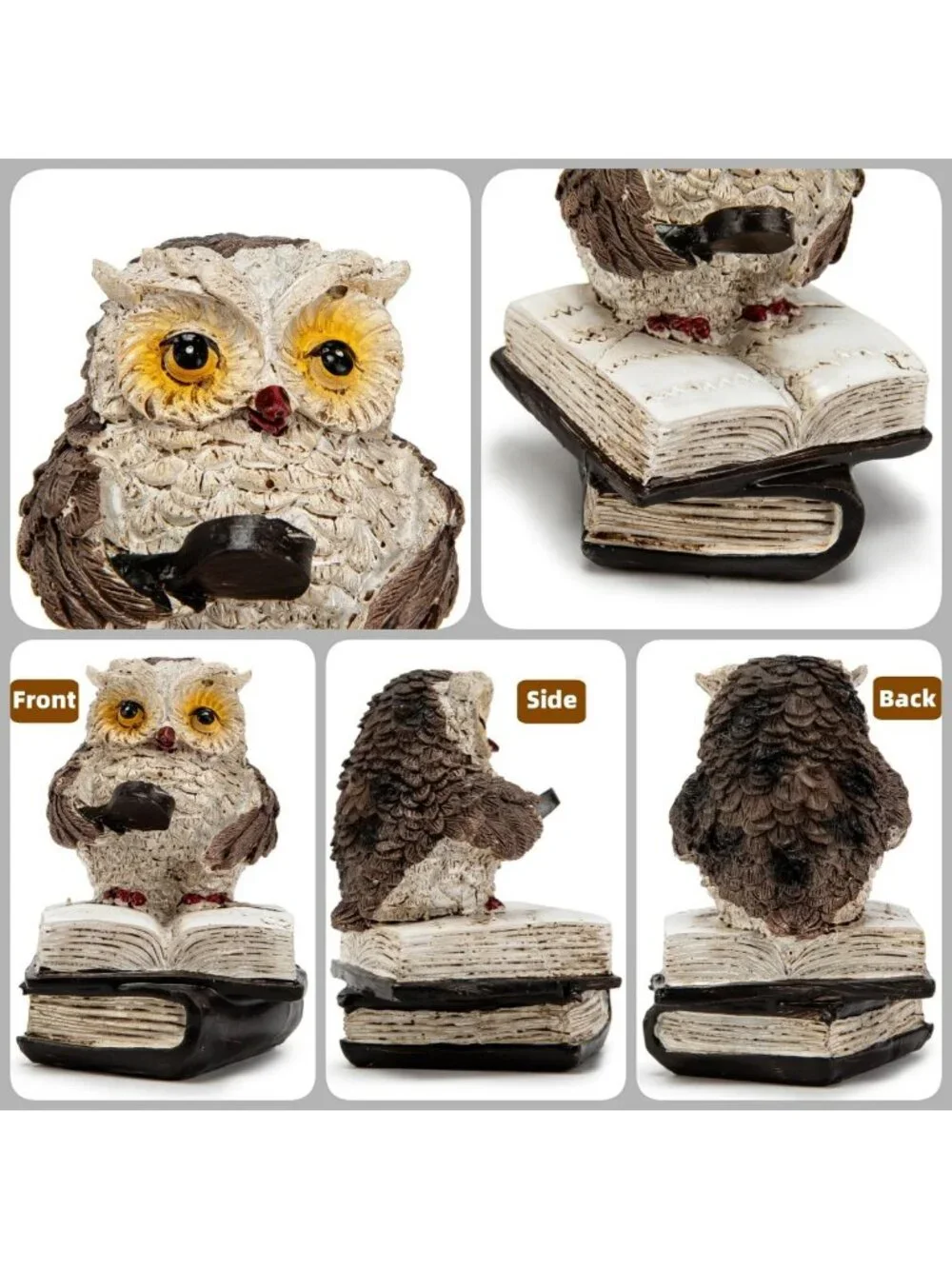 Charming 2PCS Retro Resin Owl Statues - Wise Owl Thinker Sculptures for Home